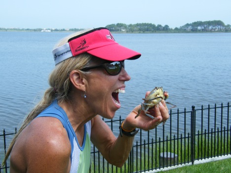 Me with the softshell crab I caught.
